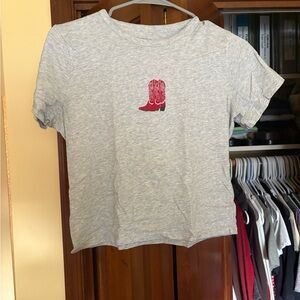 Abercrombie & Fitch Light Gray Graphic Slimming Tee